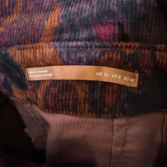 Pilcro Women’s 8 Corduroy High-Waisted Mini Skirt – Paisley Print, Button Front - Picture 7 of 8